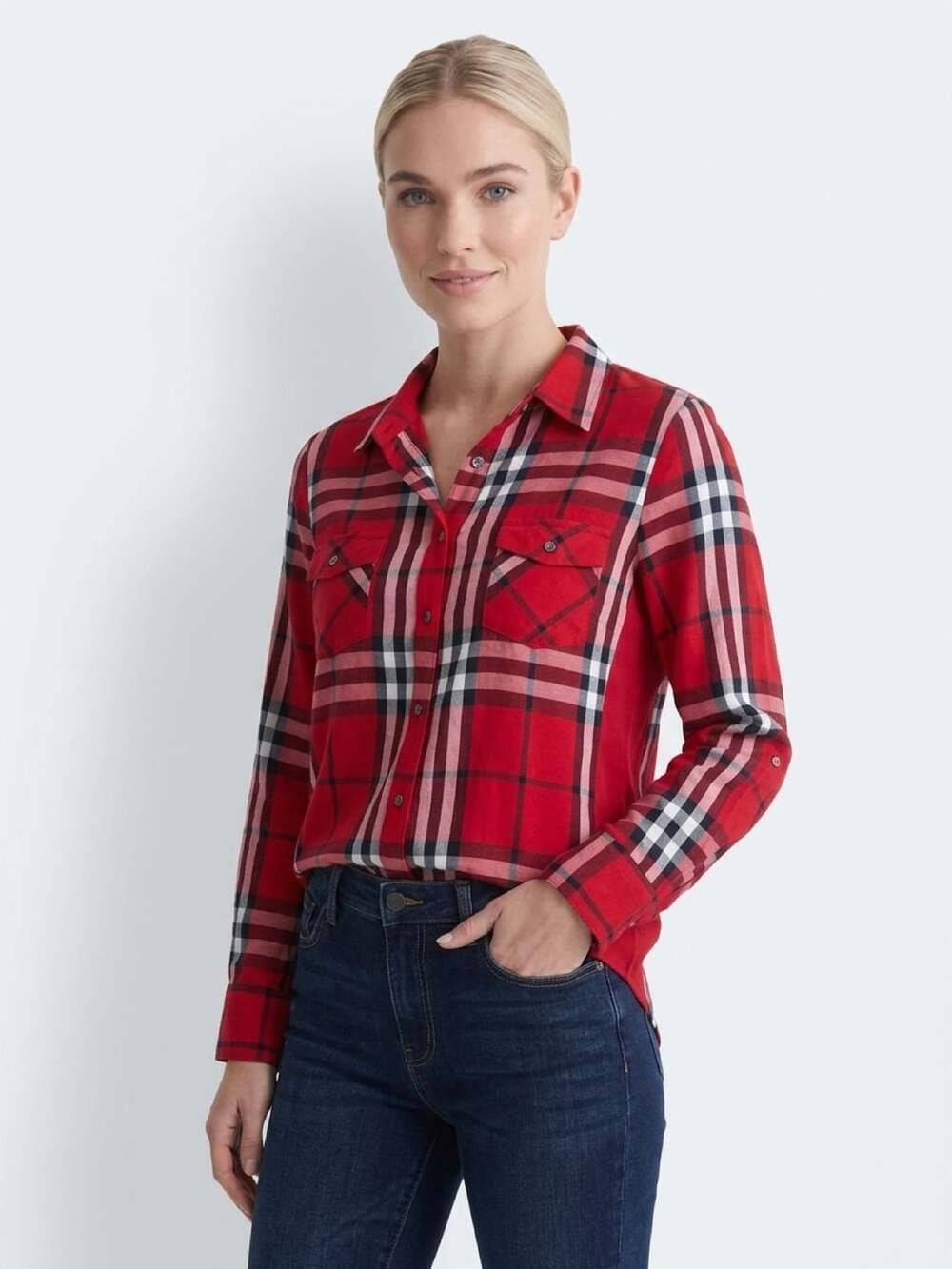 Zac & Rachel Plaid Button Up Shirt Size L Red Long Sleeve